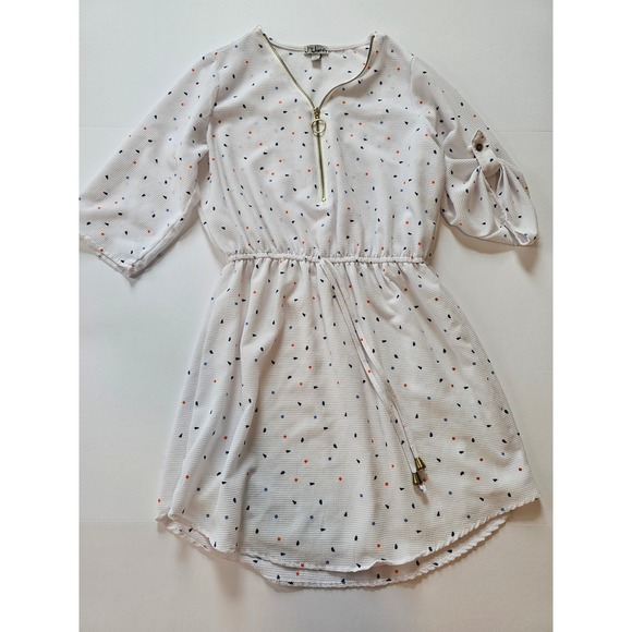J for Justify Dresses & Skirts - J for Justify Dress Womens M White Confetti Print‎ Casual Shift Summer Workwear